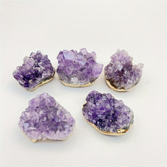 Golden Plated Amethyst Cluster Natural Mineral Specimen