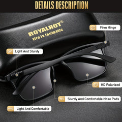 RoyalHot Polarized Sunglasses TR90 Metal Frame Sport Eyewear