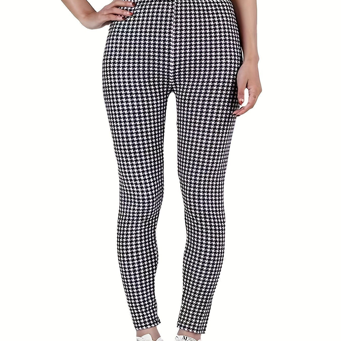  Houndstooth Print High Rise Leggings