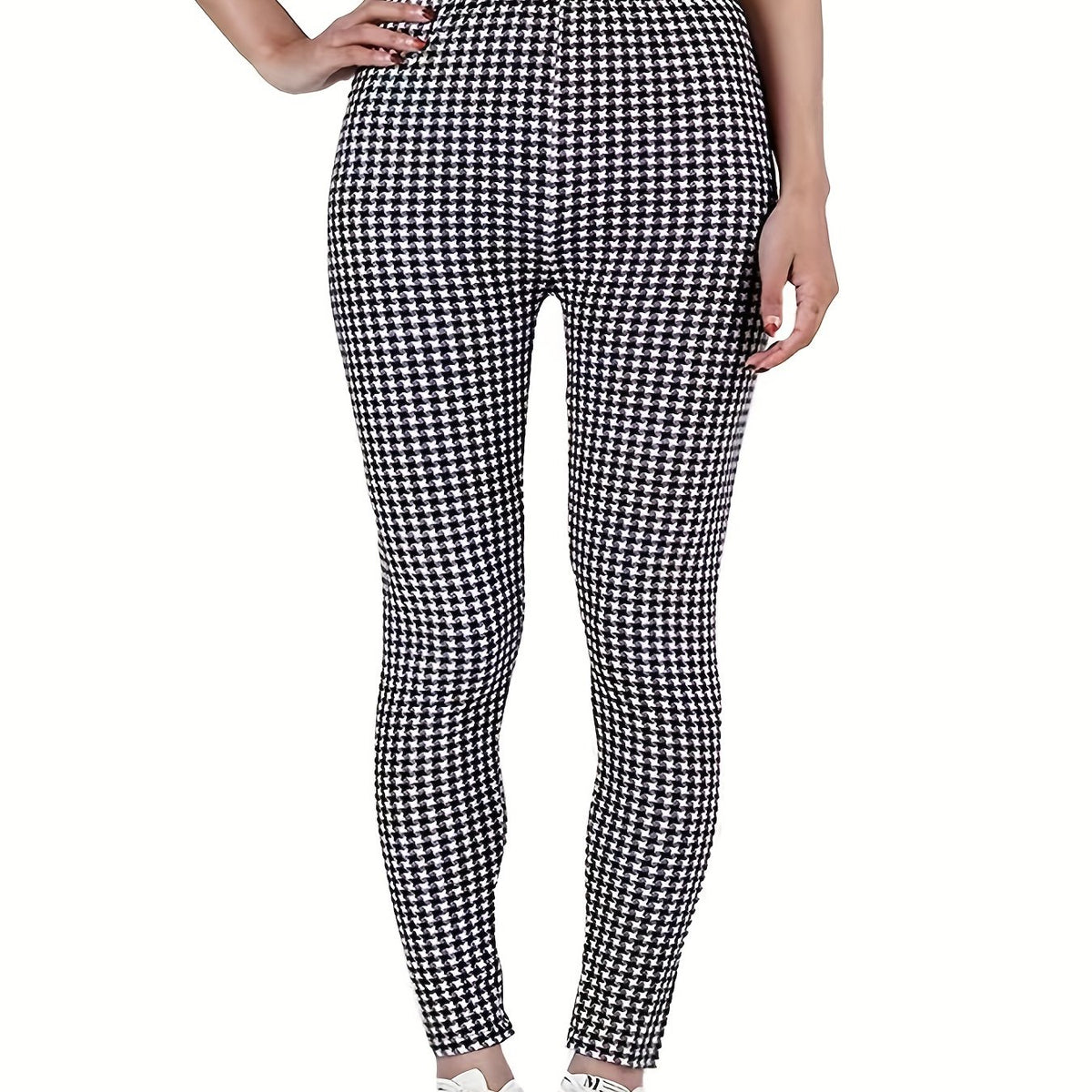  Houndstooth Print High Rise Leggings