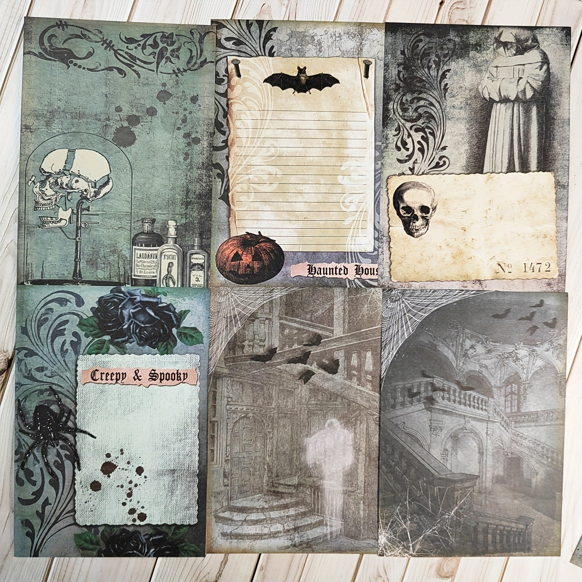 Vintage Halloween Ghost Scrapbook Papers Pack - 12pcs