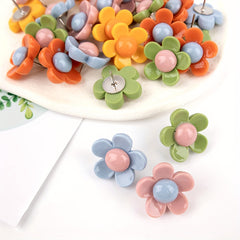 30pcs 3D Flower Creative Push Pin Rose Flower Resin Cork Board Push Pin