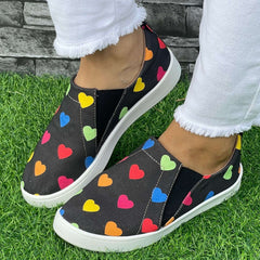 Heart Pattern Slip-On Flat Shoes for Women