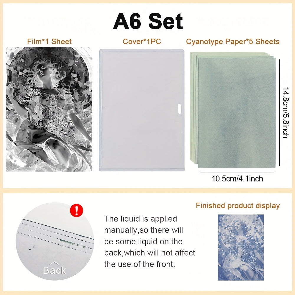 Sun Print Paper Kit 25 Sheets DIY Sun Art Cyanotype Art Paper for Crafts