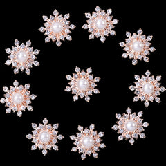 Snowflake Charm Brooch Faux Pearl & Rhinestone Decor Buckle Alloy