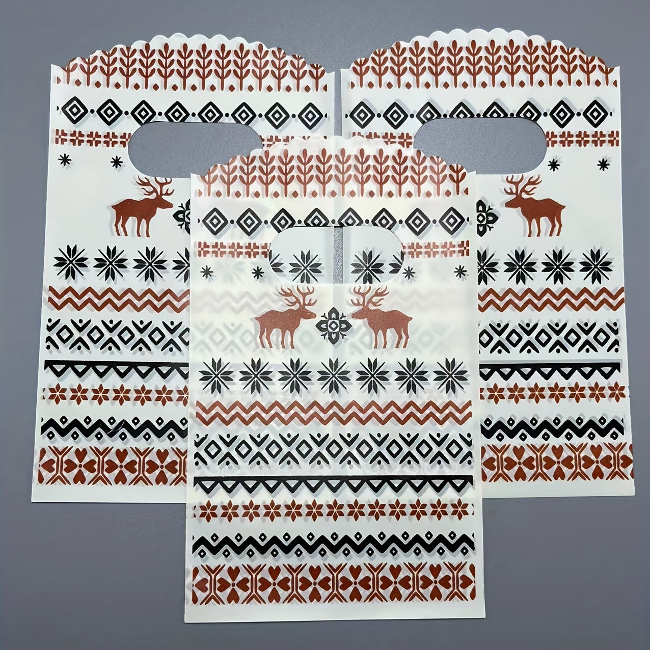 50pcs Elk Pattern Plastic Tote Bag Gift Packaging Bag - Portable Storage Bag