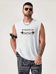 Men's Motto Print Tank Top for Outdoor Sports