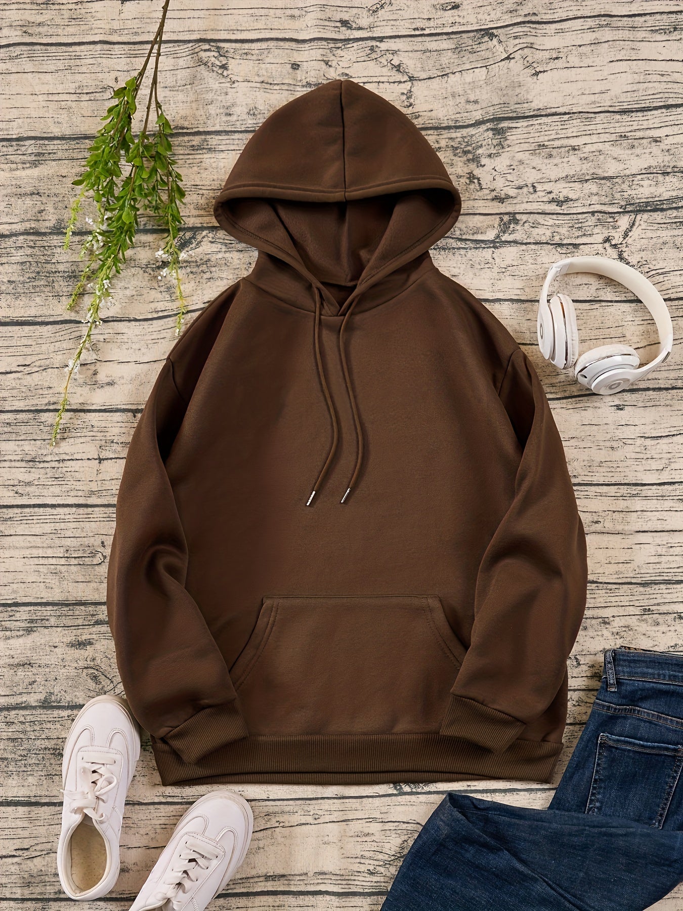 Butterfly & Letter Print Hooded Shirt Solid Drawstring Pullover