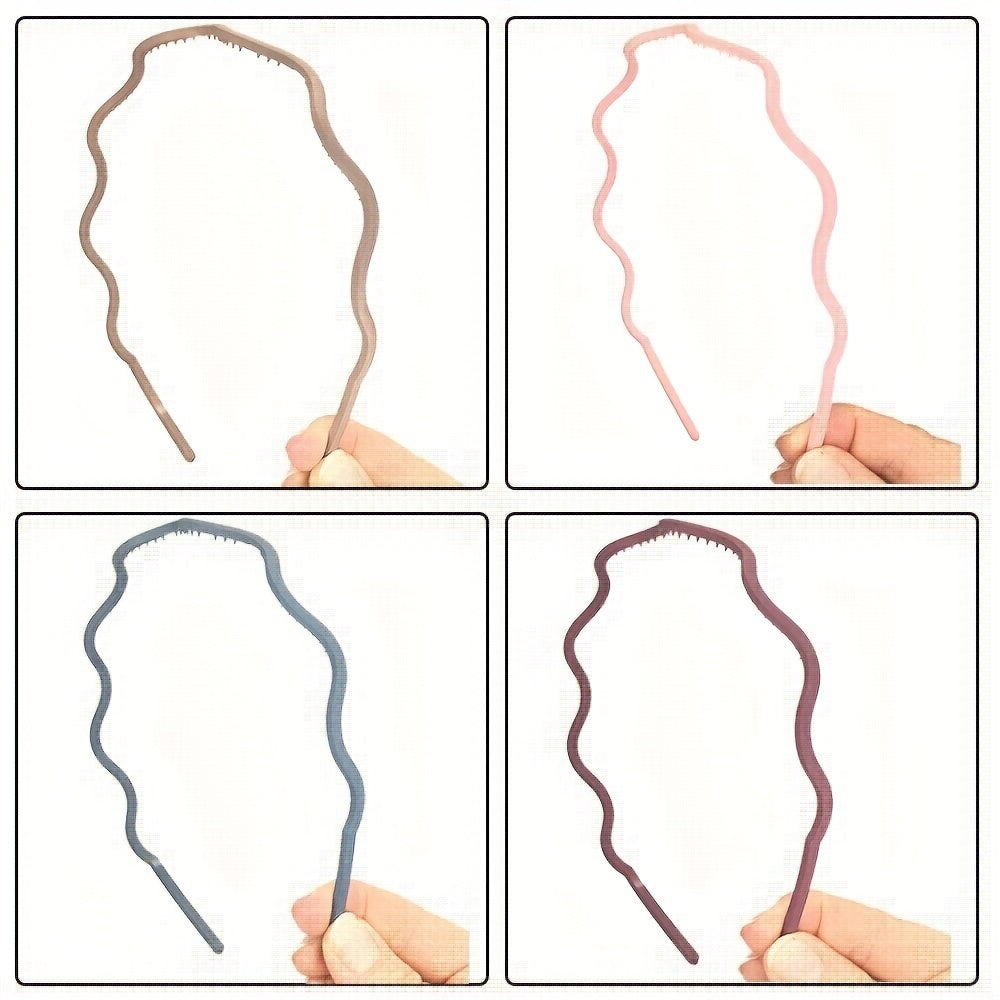 9pcs Thin Wavy Headband Solid Hair Band Toothed Head Band Hair Accessories