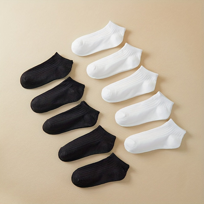 10 Pairs Women's Soft Lightweight Ankle Socks Solid Colors