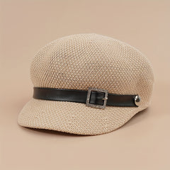 Hollow Out Beret Solid Breathable Newsboy Hat British Style Octagonal Hats