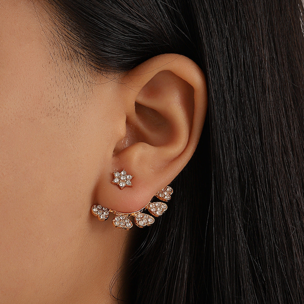 Zircon Geometric Earrings Rear Hanging Love Water Drop Earrings