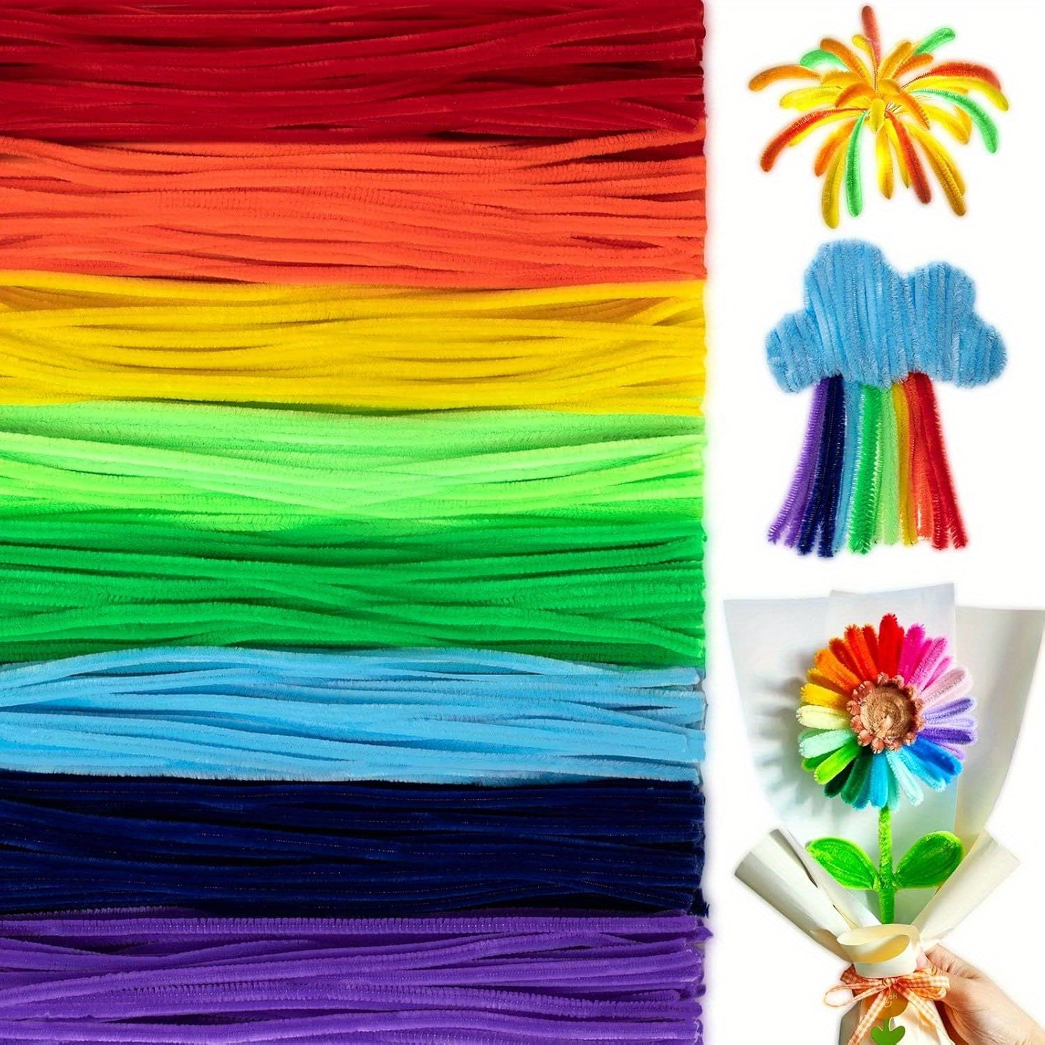 250-400pcs Chenille Stems for DIY Art and Craft Projects, Various Colors