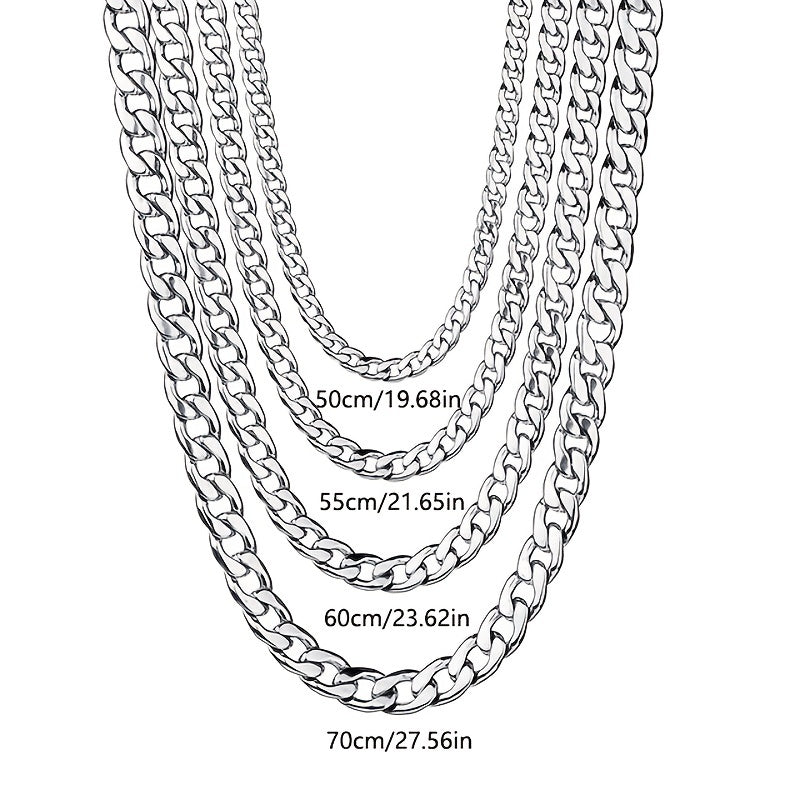 Men's Cuban Chain Necklace Stainless Steel Solid Metal Collar Chain