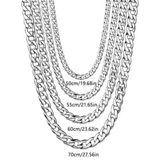 Men's Cuban Chain Necklace Stainless Steel Solid Metal Collar Chain
