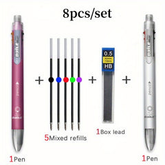 8pcs 6 In 1 Multicolor Ballpoint Pens Set