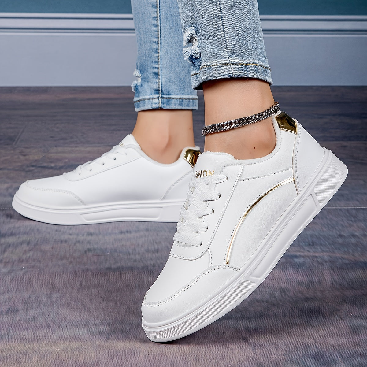 Winter Skate Shoes Faux Fur Lined Comfortable Platform Sneakers