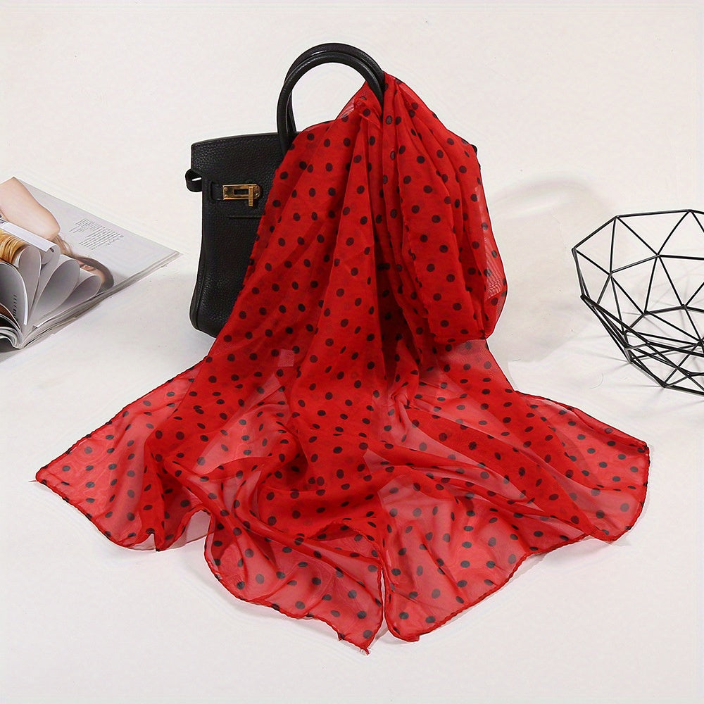Polka Dot Print Scarf Solid Gauze Shawl Head Wrap Windproof Headscarf Hijab