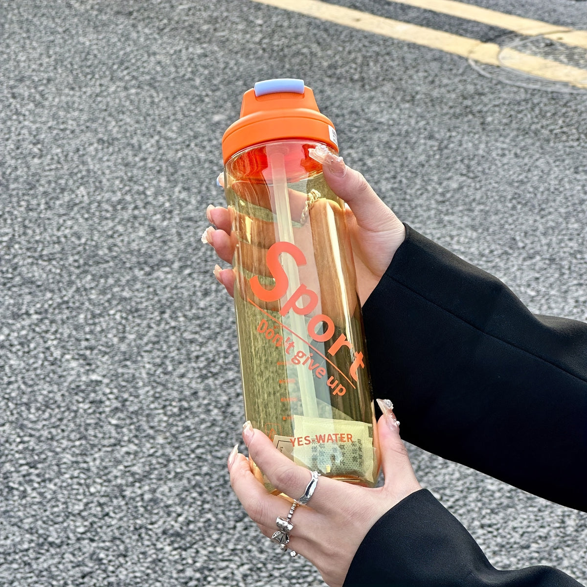 750ml Clear Leakproof Straw Tumbler Flip Top Water Bottle