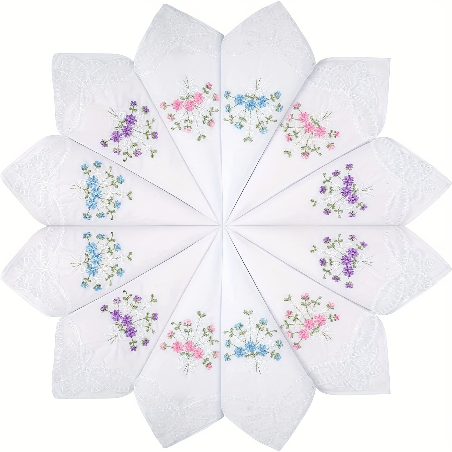 6PCS Butterfly Lace Embroidered Handkerchief Hankies Wedding Supplies
