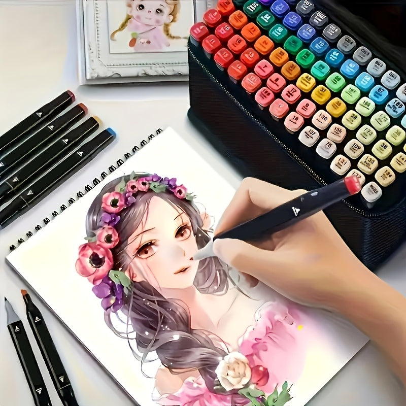100pcs Dual Tip Marker Set in Storage Box