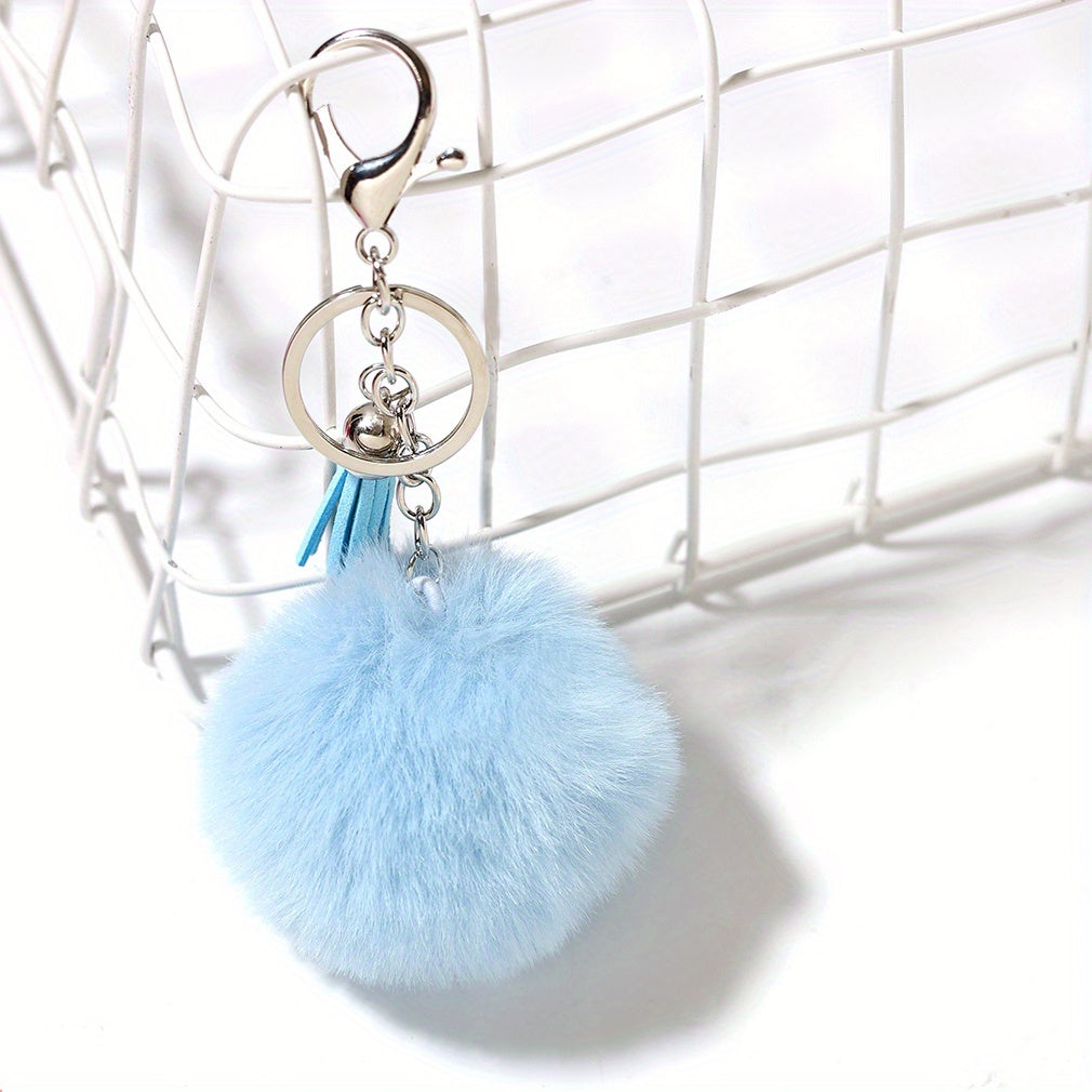 Faux Rabbit Fur Ball Pom Pom Keychain Car Key Ring Handbag Tote Bag Pendant