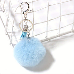 Faux Rabbit Fur Ball Pom Pom Keychain Car Key Ring Handbag Tote Bag Pendant