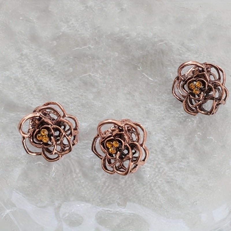 5pcs Vintage Hair Claw Mini Metal Hair Claw Hollow Flower Shaped