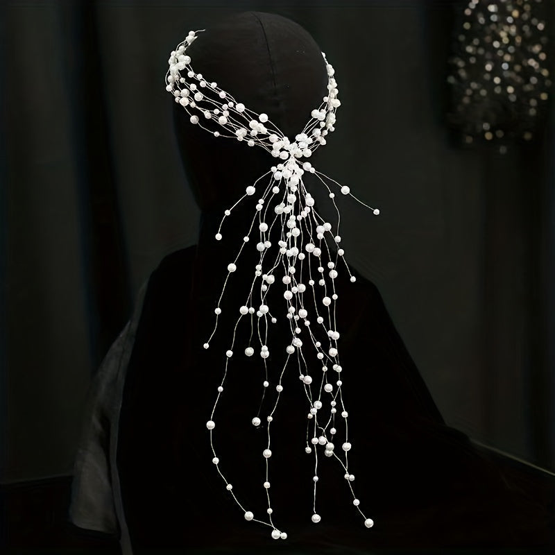 Bridal Faux Pearl Headdress Beaded Hairband Wedding Dress Accessories