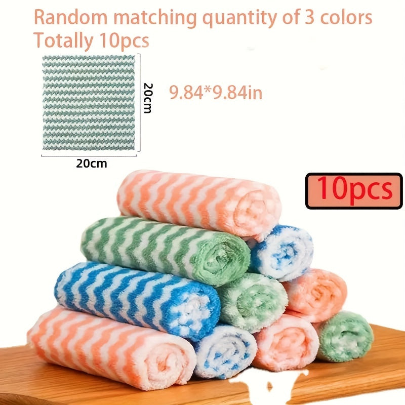 10pcs Microfiber Towels Reusable Cleaning Towels for Kitchen Bathroom Car Window
