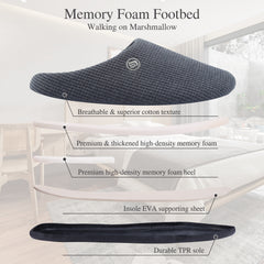 Memory Foam Cotton Lining House Shoes Closed Toe Non Slip Slippers