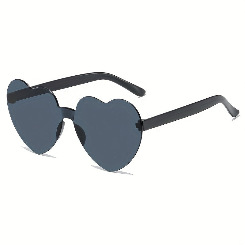 Y2K Heart Sunglasses Clear Frame UV400