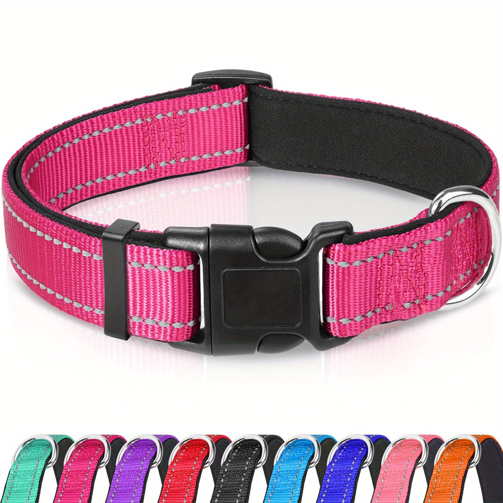 JOYTALE Reflective Dog Collar Neoprene Padded Nylon Pet Collar for Safety