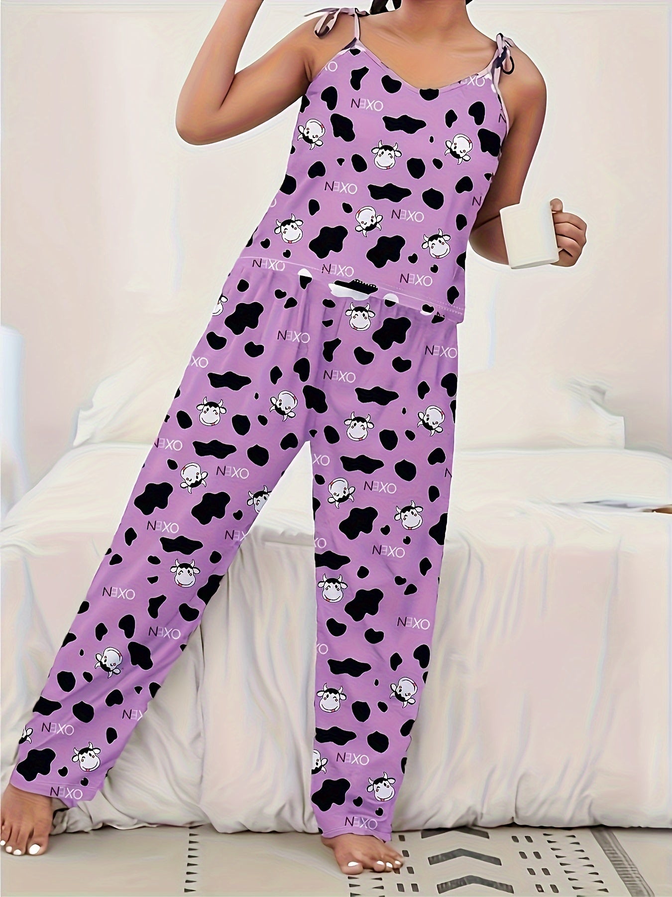  Leopard Print V Neck Camisole & Pants Set