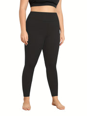  Sporty Leggings Women's Plus Solid High Rise High Stretch Skinny