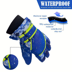 Kids Waterproof Split Finger Ski Gloves Warm Snow Gloves