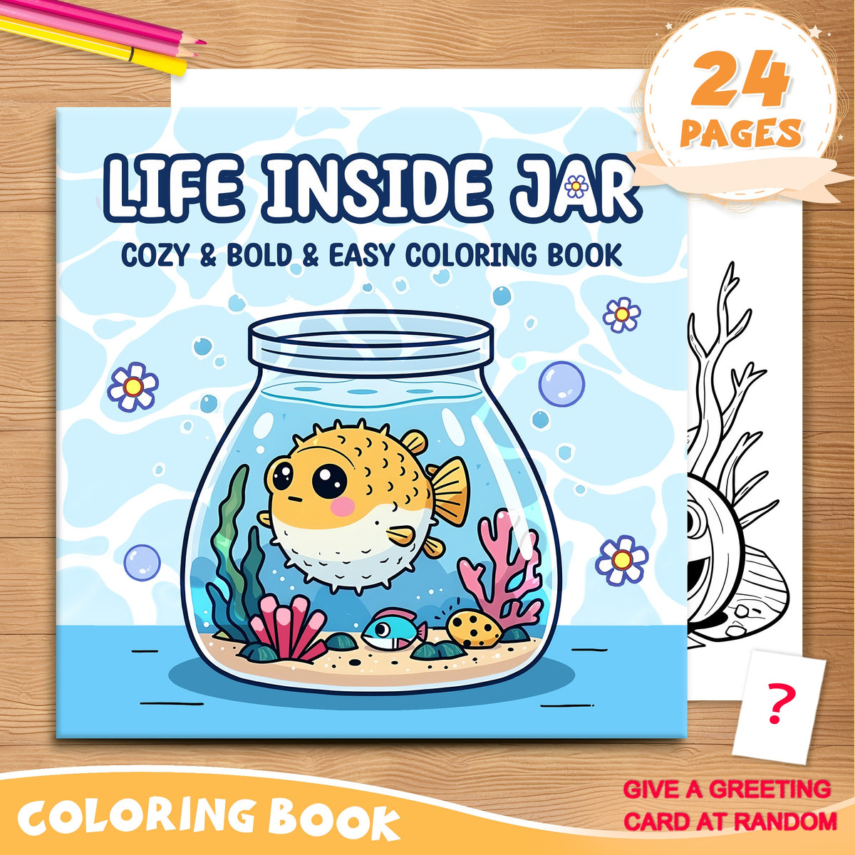 Sea Creatures & Flowers Coloring Book