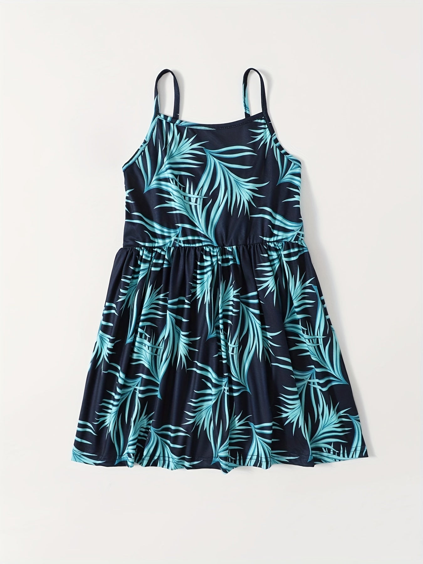 Summer Graphic Suspender Swimsuits Set Mother Daughter Dress V Neck
