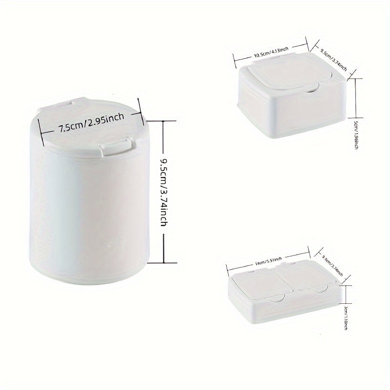 3pcs Desktop Press Storage Box with Lid for Makeup Cotton Swabs