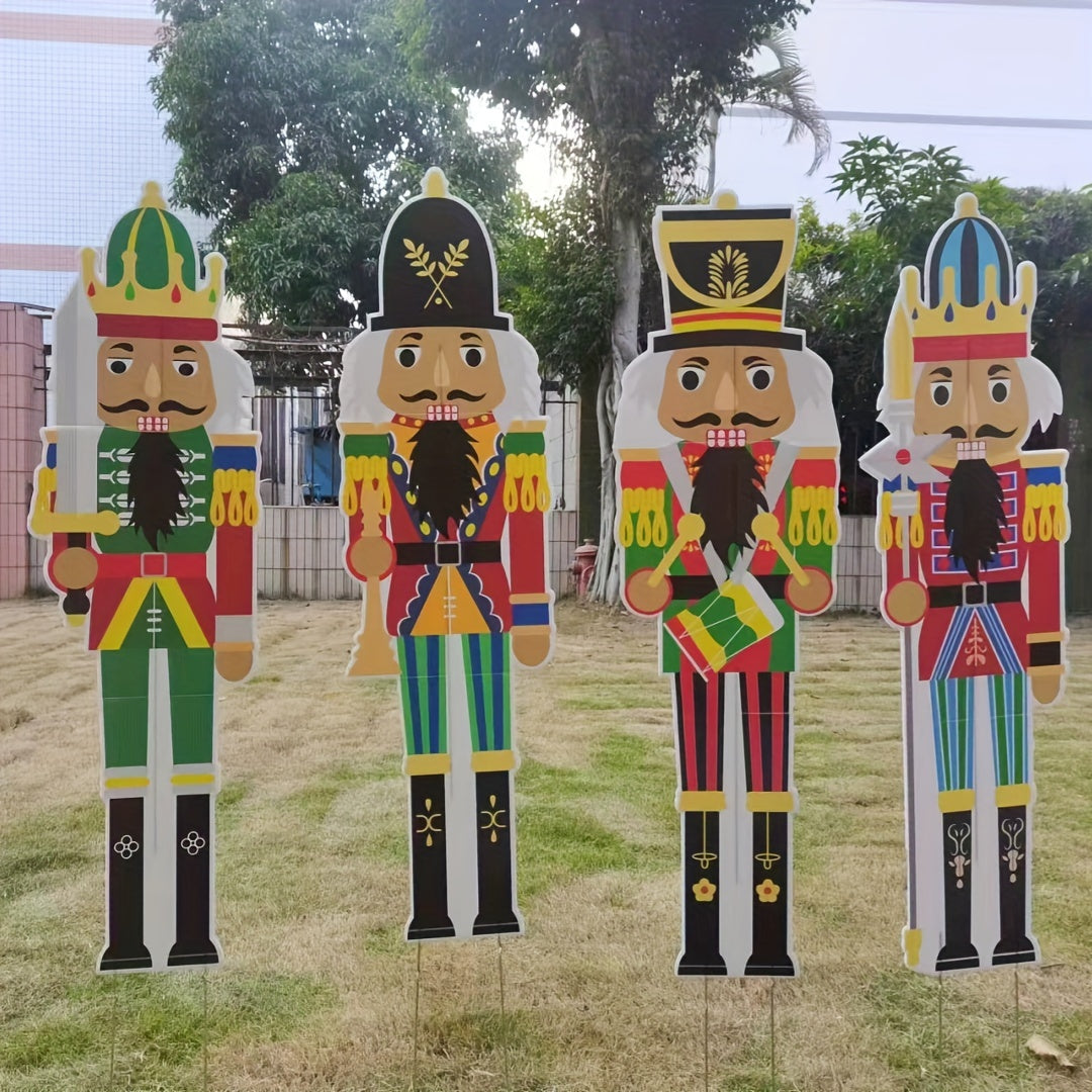 4PCS Christmas Nutcracker Yard Sign Outdoor Decoration