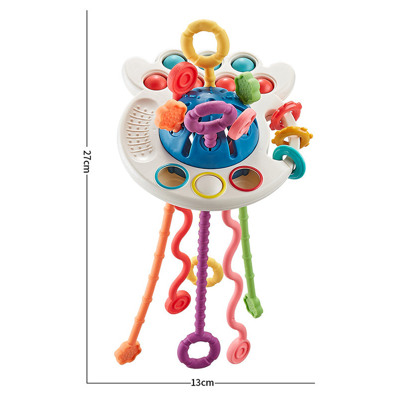 Montessori 3-in-1 Baby Toy Pull String Developmental Sensory Teething Toy