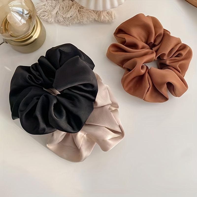 3pcs Satin Large Scrunchie Hair Tie Female Style Head Band Women's Headwear