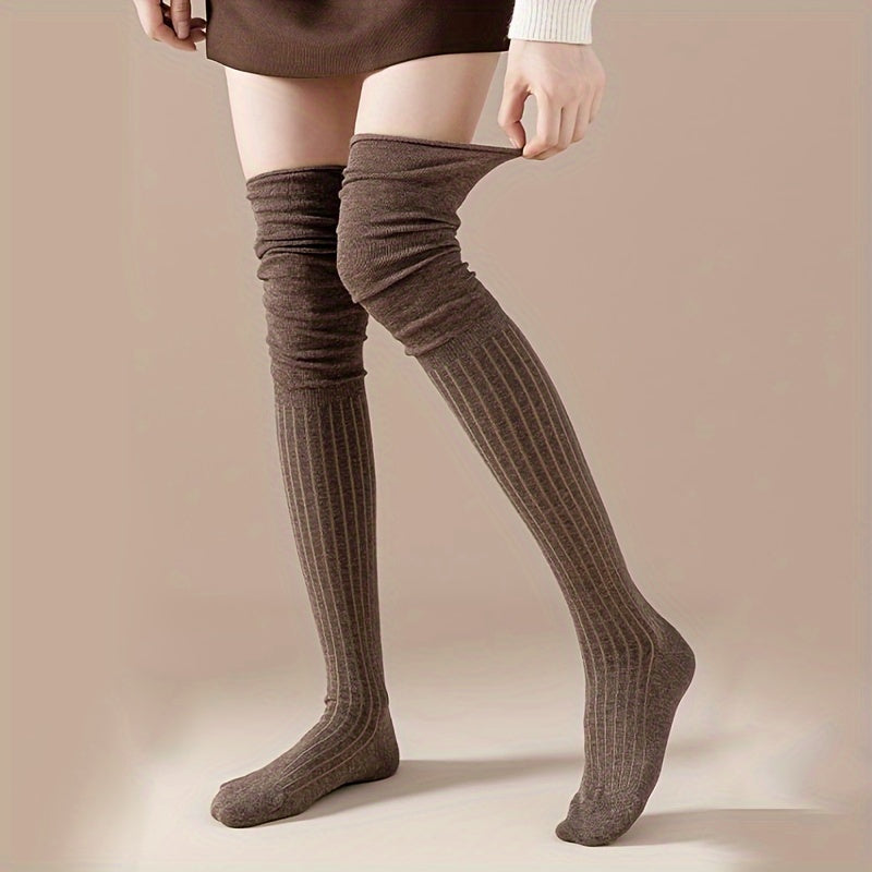 3 Pairs Striped Thigh High Socks Women's Stockings