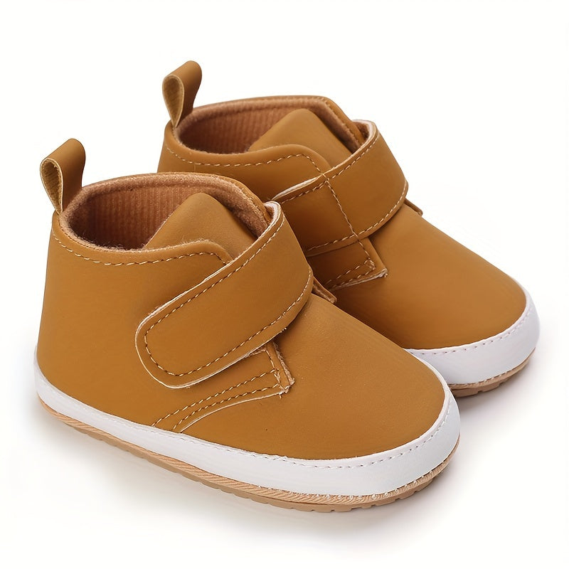 Baby Boys Solid Sneakers with Hook and Loop Fastener Lightweight Anti Slip Shoes