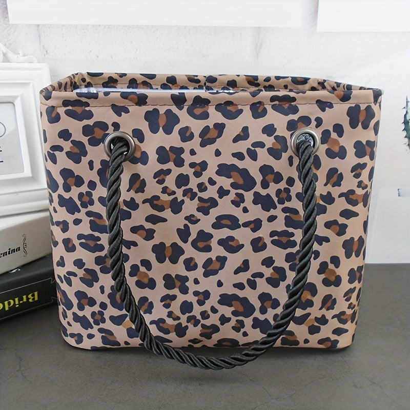 Leopard Grain Printed Handbag Waterproof Lightweight Beach Bag Large Capacity