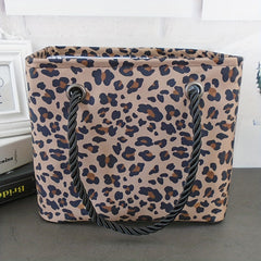 Leopard Grain Printed Handbag Waterproof Lightweight Beach Bag Large Capacity