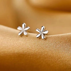 Small Floral Stud Earrings in Golden and Silver