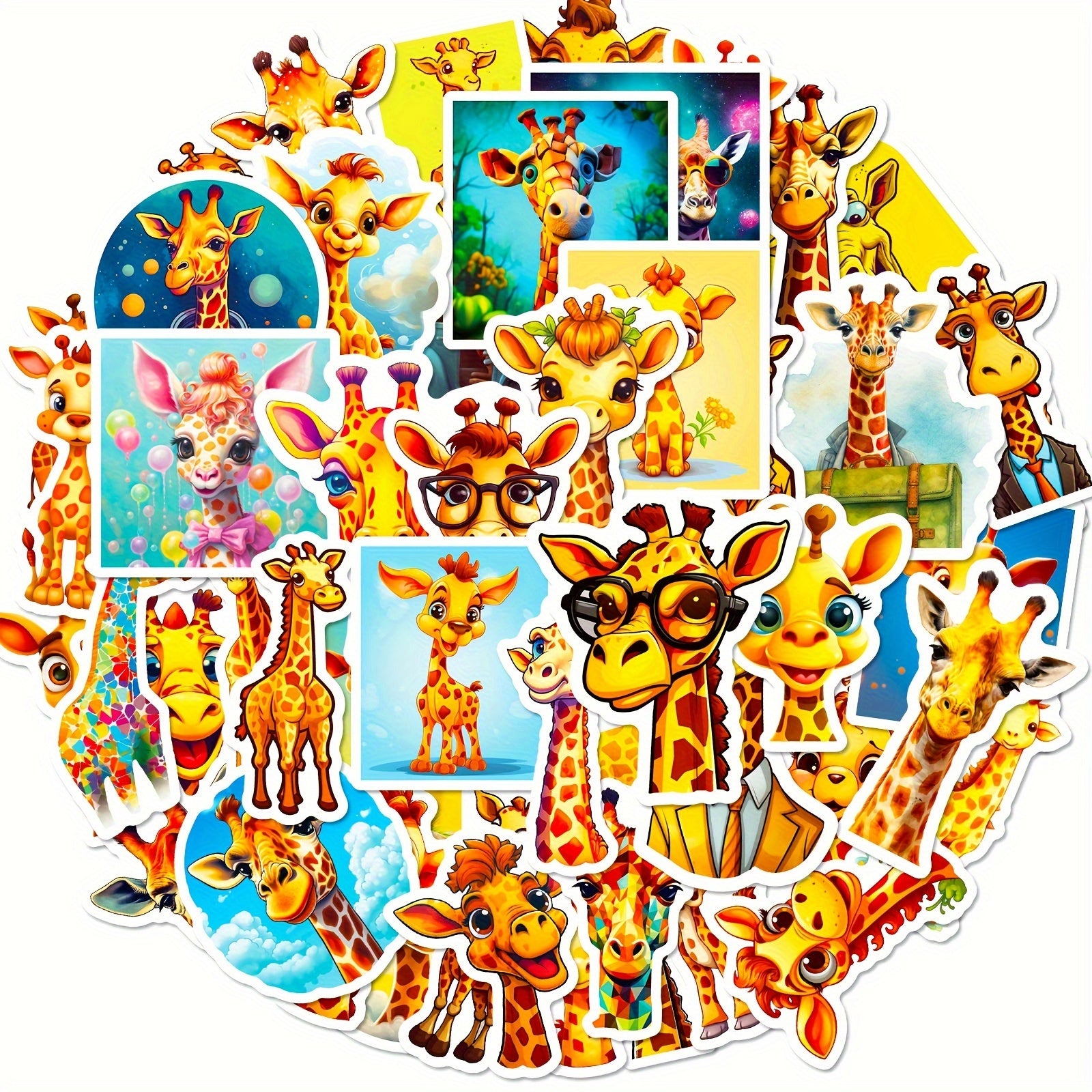 50pcs Giraffe Animal Stickers for DIY Skateboard Water Cup Laptop