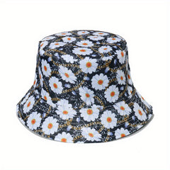Flower Mushroom Print Bucket Hat Sunscreen Basin Hats