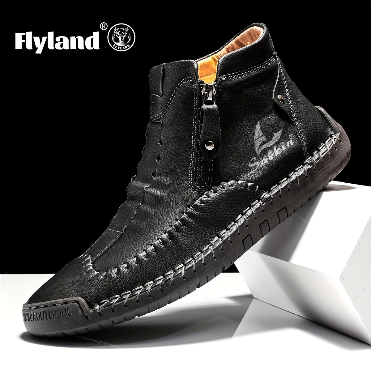 FLYLAND Men's Vintage Style Ankle Boots for Hiking Climbing
